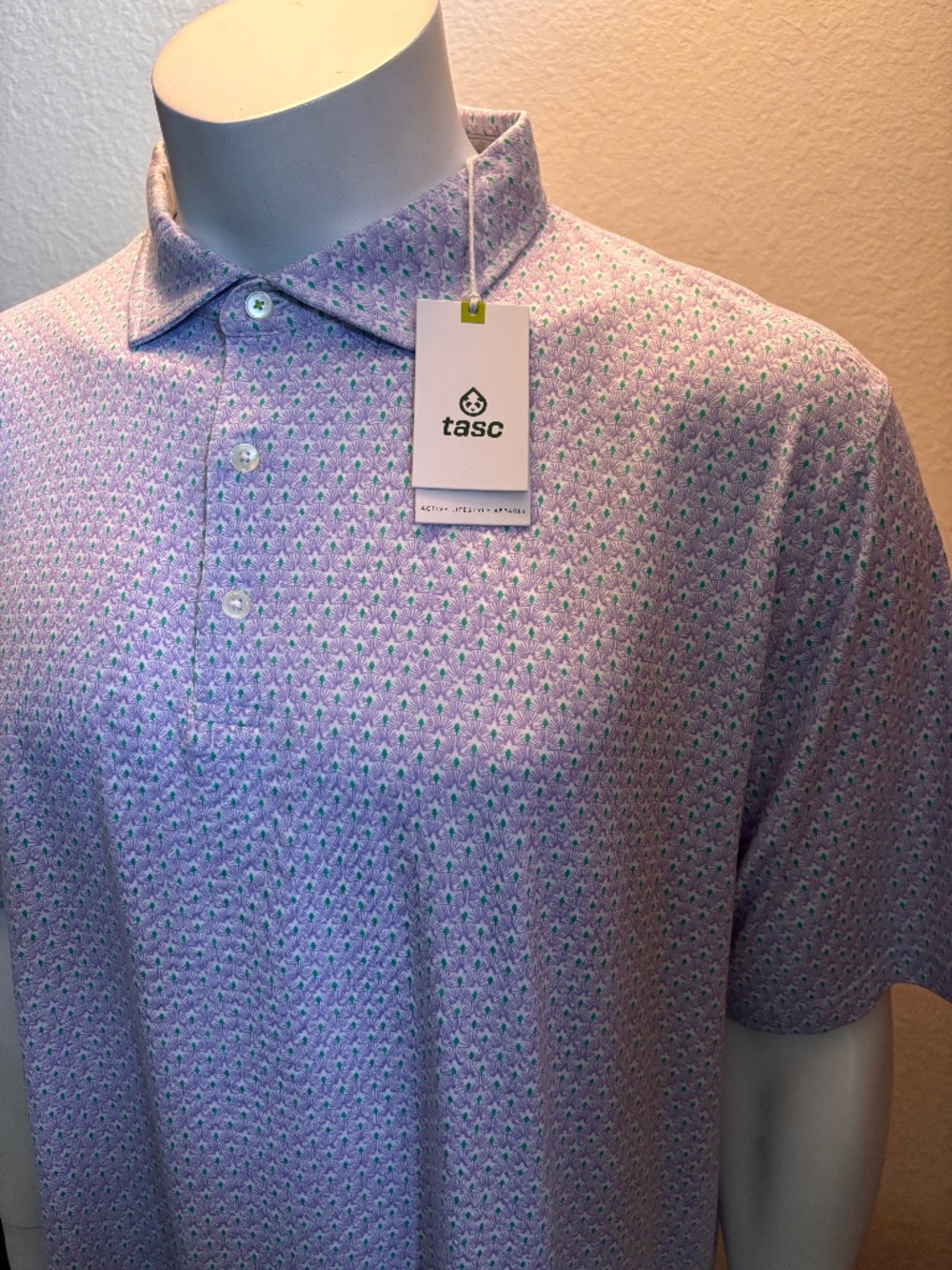 NWT $98 mens XXL TASC Cloud Polo Palmetto Lavender